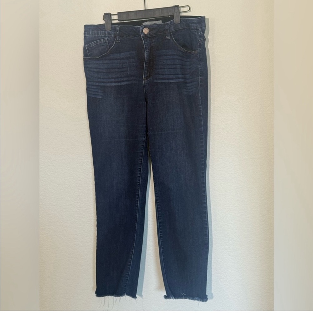 Wit & Wisdom Absolution Dark Indigo Ankle Jeans with Raw Hem, size 12